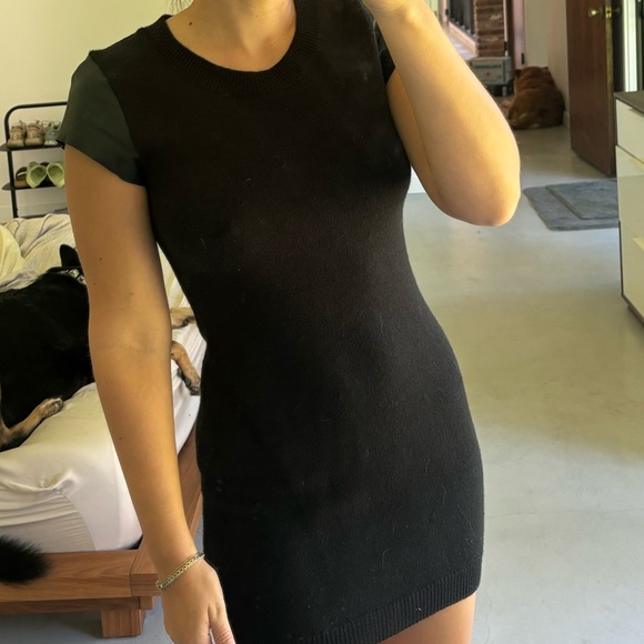 Susana Monaco Merino Wool and Lambskin Leather Dress - Picture 5 of 5